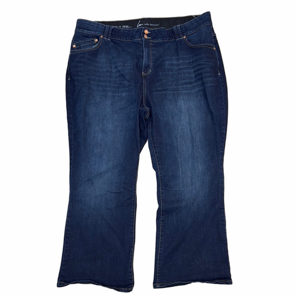 Lane Bryant Denim - Lane Bryant Blue Bootcut Jeans with Subtle Fading. Stretch Whiskering